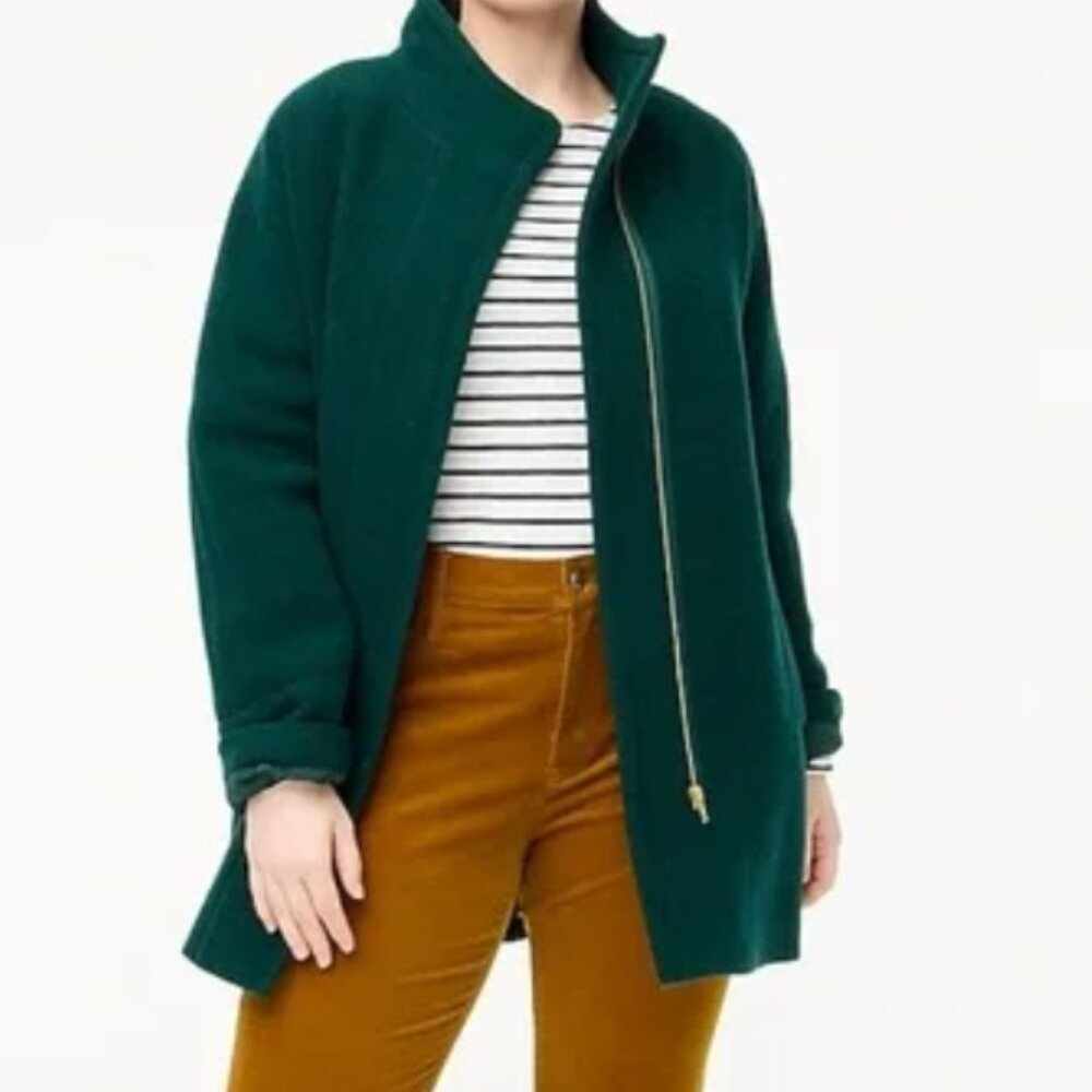 Forest Green J Crew City Coat Funnel Neck NEVER WORN (8)